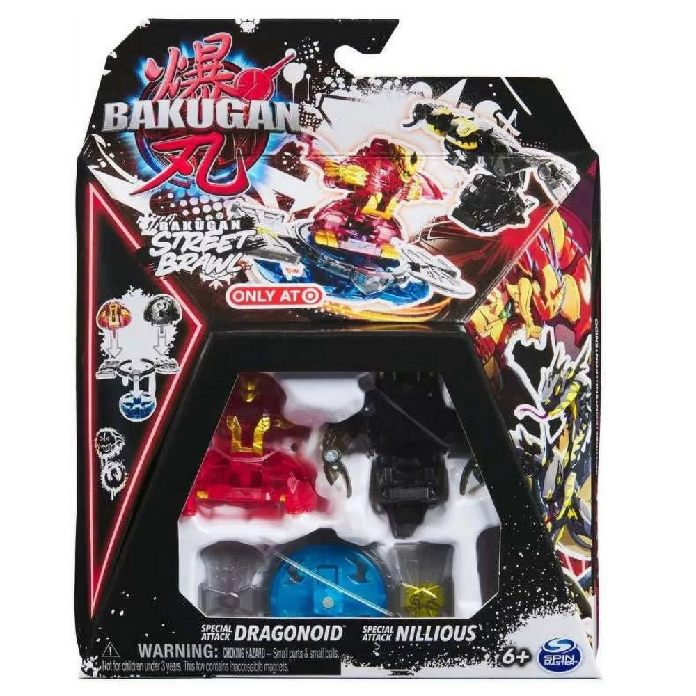 NWT Bakugan Street Brawl Special Attack Dragonoid & Nillious Figure 2-Pack red